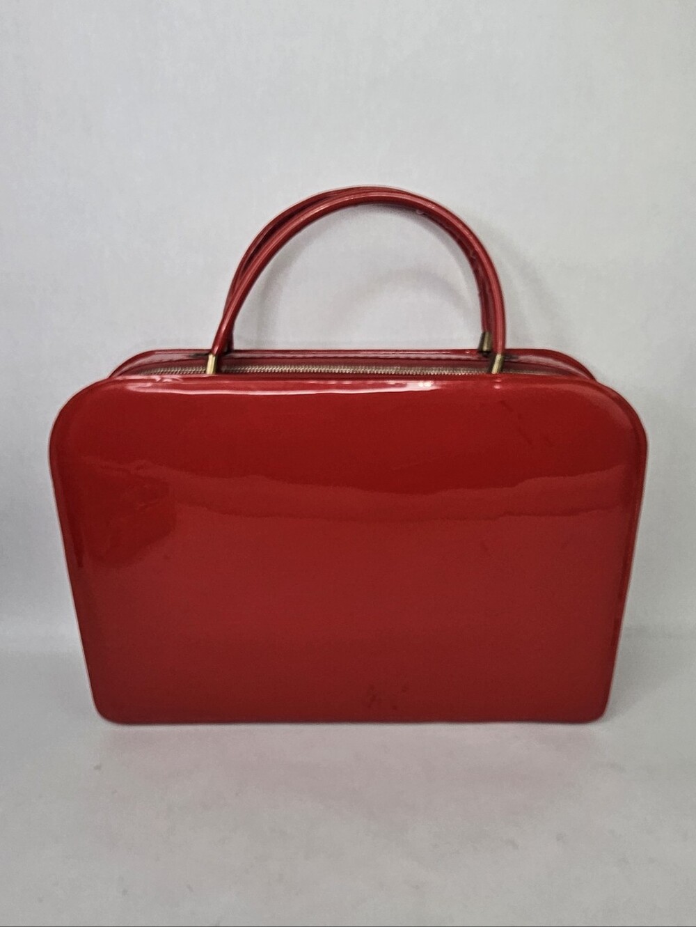 Tolin Vintage 1960 Red Patent Travel Case Tote - Picture 2 of 13
